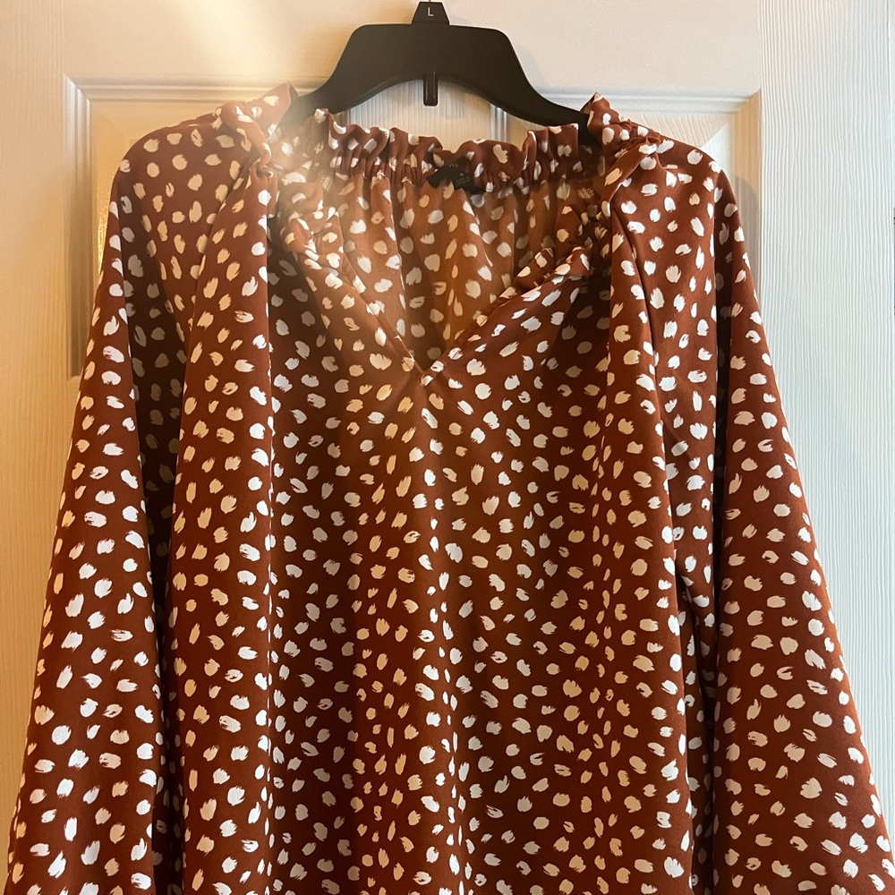 Jcrew Drapey Ruffle Neck Brushstrokes